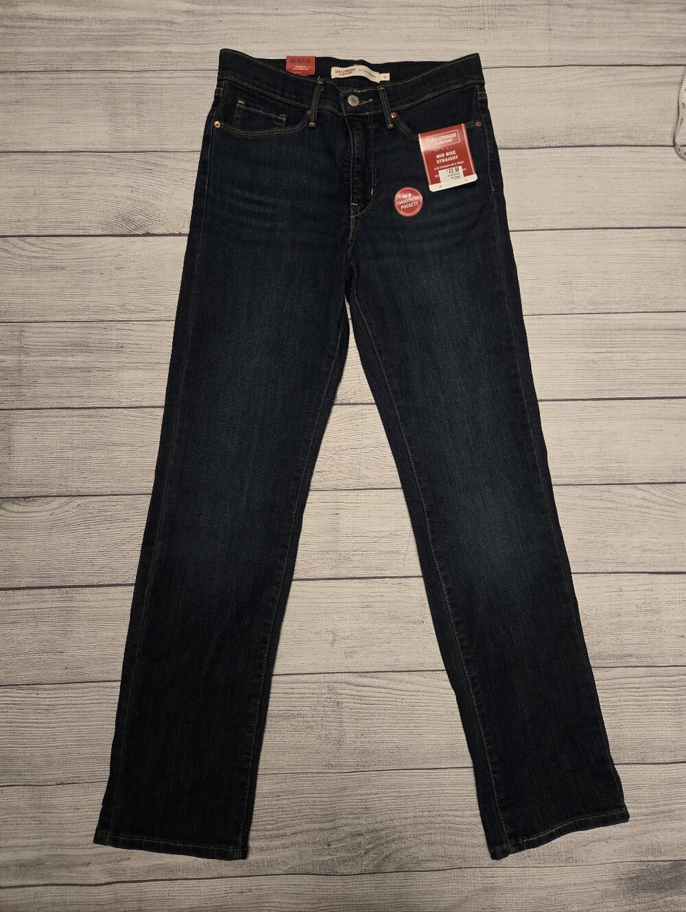 Levi's Dark Wash Mid Rise Straight Jeans